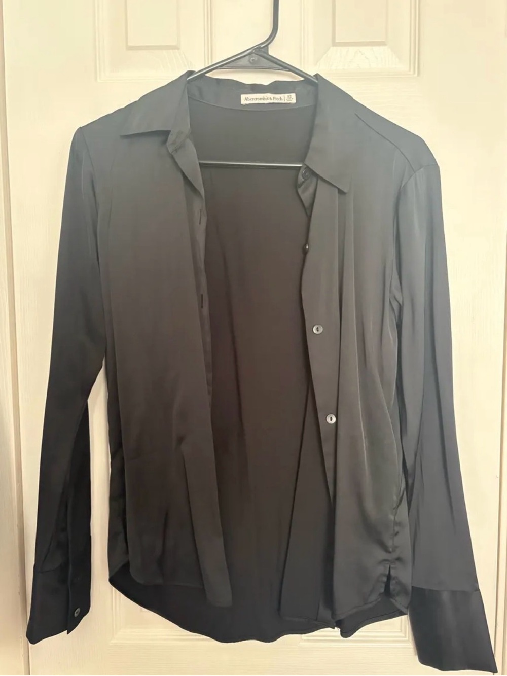 Abercrombie & Fitch Black Satin Button-Up Shirt